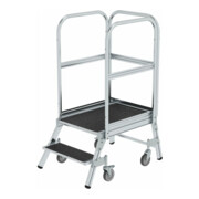 MUNK Podesttreppe eins. begehbar mit Federrollen Korundbeschichtung R 13 8 Stufen