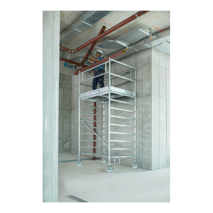 Munk Rollgerüst 1,35 x 1,80 m mit Fahrbalken & Doppel-Plattform Plattformhöhe 5,45 m