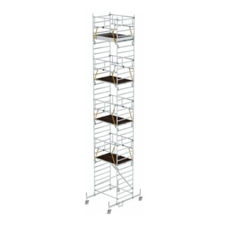Munk Rollgerüst SG 1,35 x 1,80 m mit Fahrbalken & Doppel-Plattform Plattformhöhe 9,70 m