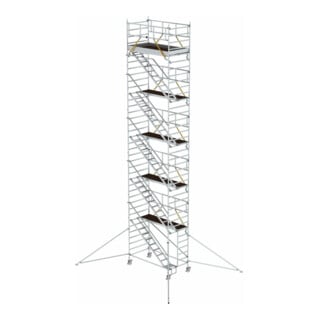 MUNK Rollgerüst SG 1,35 x 2,45 m mit Schrägaufstiegen & Ausleger, Plattformhöhe: 10,35 m