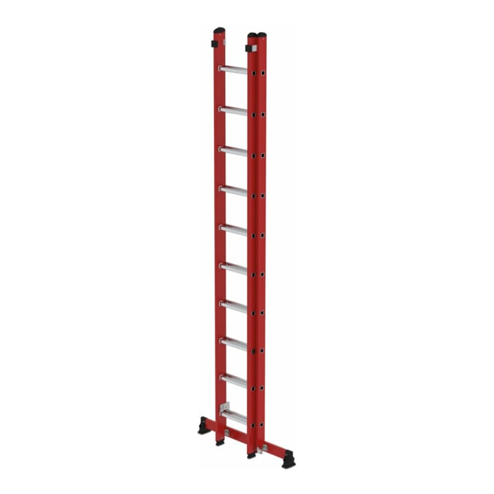 Munk Sprossen-Schiebeleiter 2-teilig GFK/Alu mit nivello®-Traverse 2x10 Sprossen
