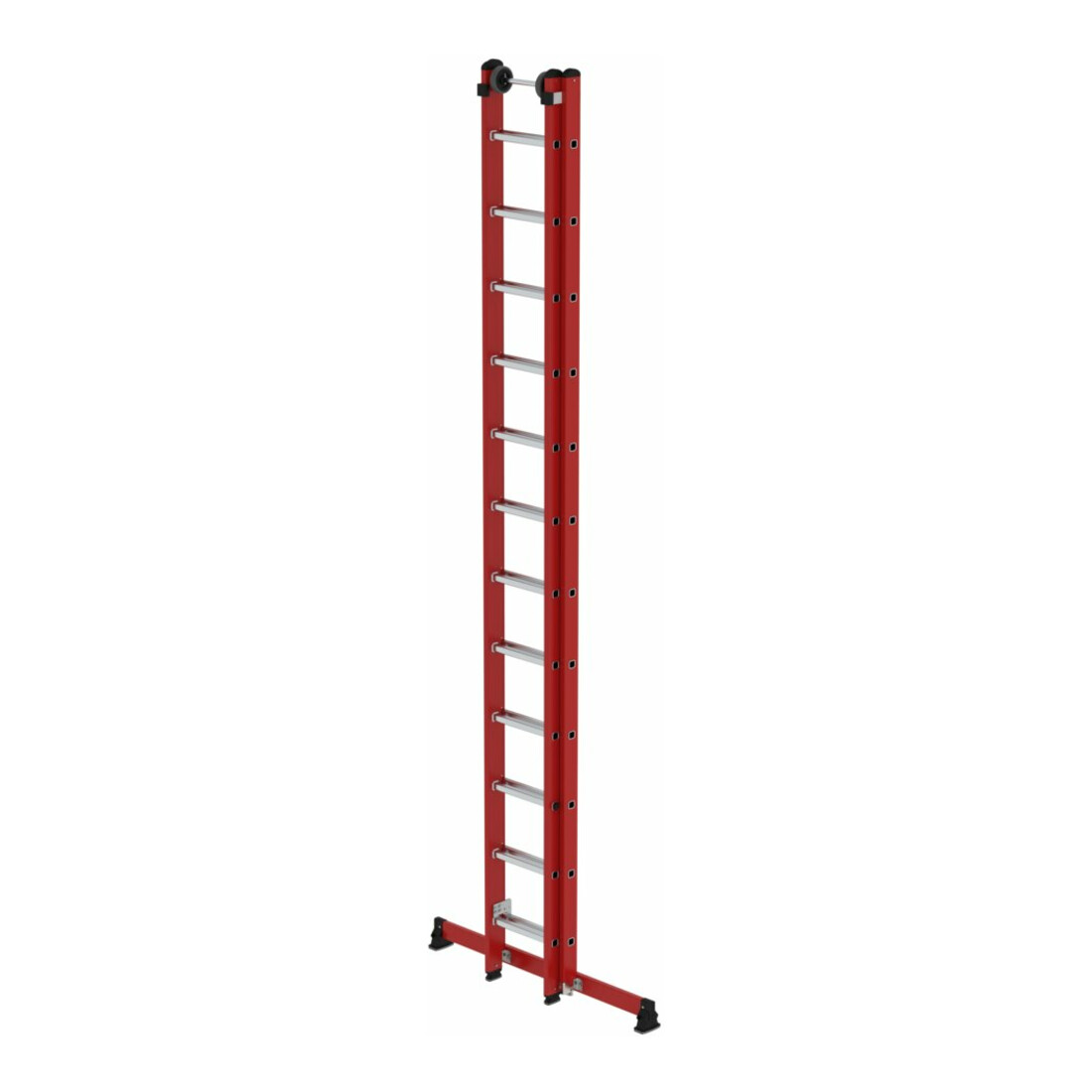Munk Sprossen-Schiebeleiter 2-teilig GFK/Alu mit nivello®-Traverse 2x12 Sprossen