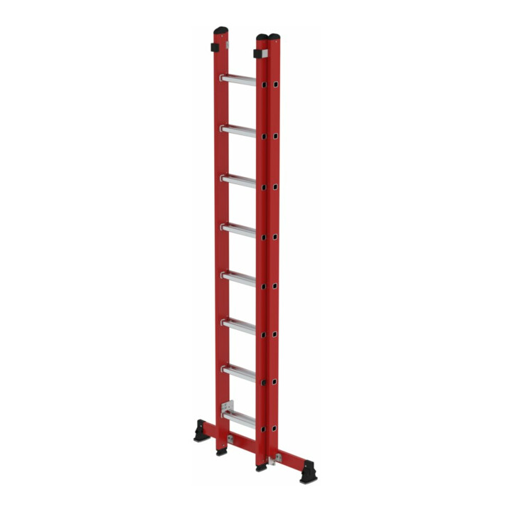 Munk Sprossen-Schiebeleiter 2-teilig GFK/Alu mit nivello®-Traverse 2x8 Sprossen