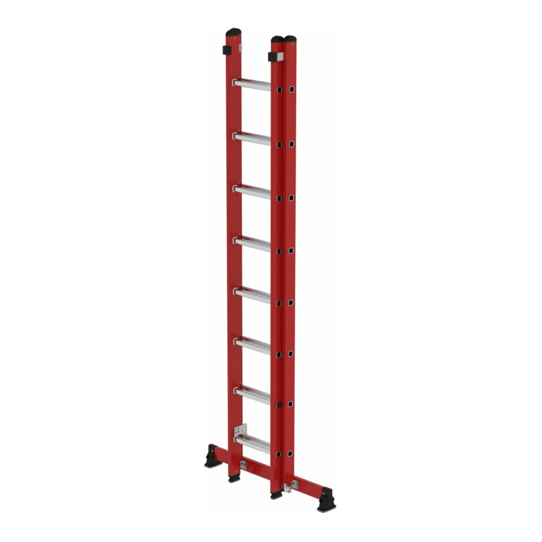 Munk Sprossen-Schiebeleiter 2-teilig GFK/Alu mit nivello®-Traverse 2x8 Sprossen