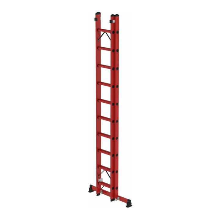 Munk Sprossen-Schiebeleiter 2-teilig GFK mit nivello® Traverse 2x10 Sprossen