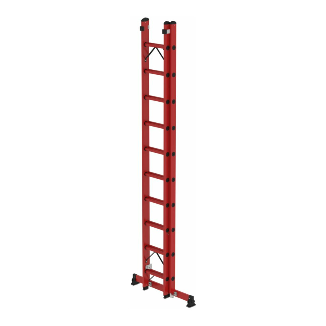 Munk Sprossen-Schiebeleiter 2-teilig GFK mit nivello® Traverse 2x10 Sprossen