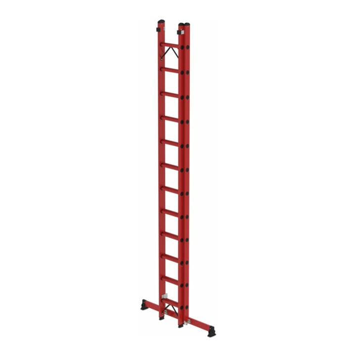 Munk Sprossen-Schiebeleiter 2-teilig GFK mit nivello® Traverse 2x12 Sprossen
