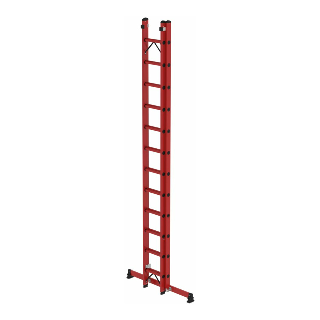 Munk Sprossen-Schiebeleiter 2-teilig GFK mit nivello® Traverse 2x12 Sprossen