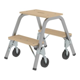 MUNK Stahl-Holz-Tritt mit Brems-Bockrollen