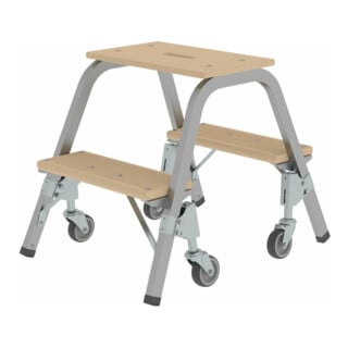 MUNK Stahl-Holz-Tritt mit Brems-Lenkrollen