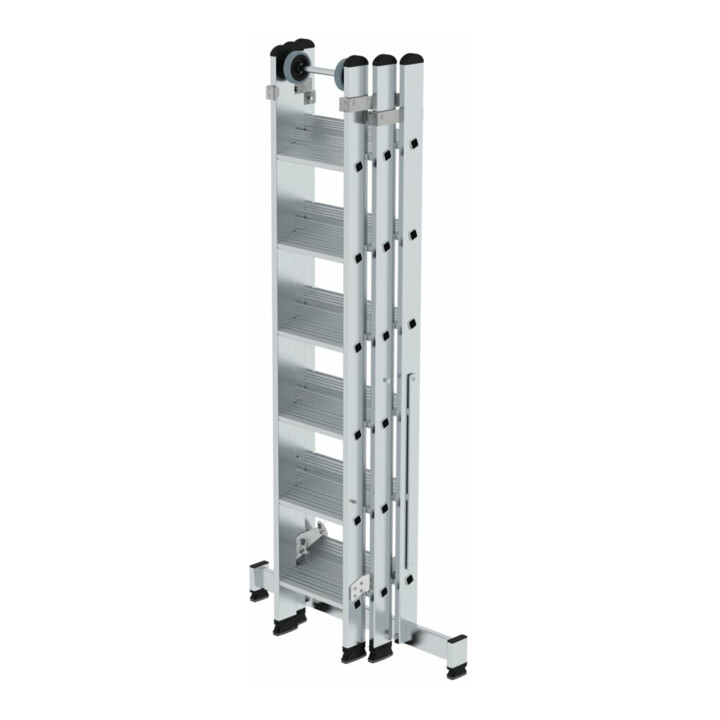 MUNK Stufen-Mehrzweckleiter 3-teilig mit nivello®-Traverse 3x6 Stufen