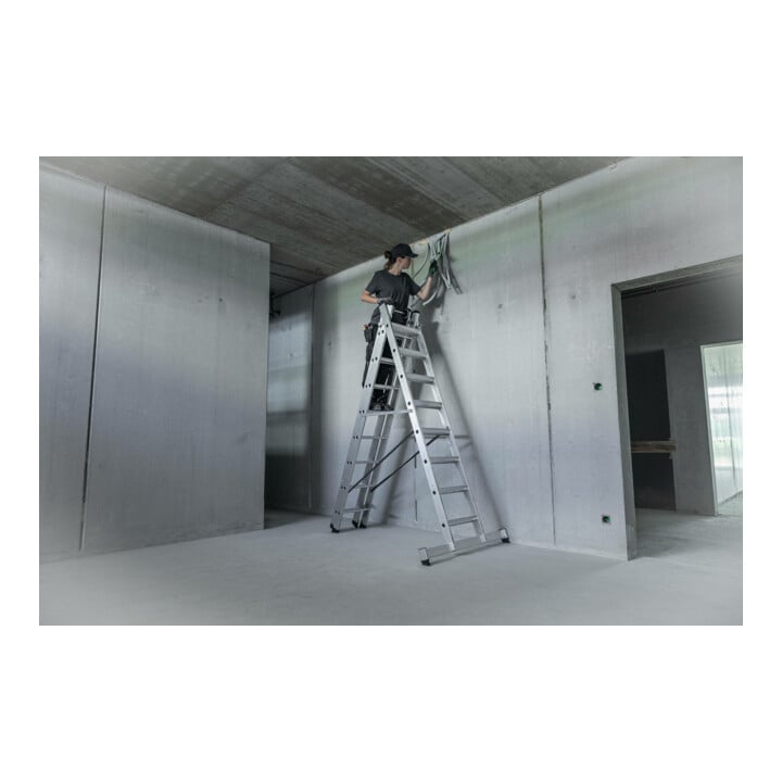 MUNK Stufen-Mehrzweckleiter 3-teilig mit nivello®-Traverse 3x6 Stufen