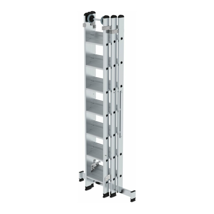 MUNK Stufen-Mehrzweckleiter 3-teilig mit nivello®-Traverse 3x7 Stufen
