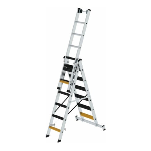 MUNK Stufen-Mehrzweckleiter 3-teilig mit nivello®-Traverse und clip-step R13
