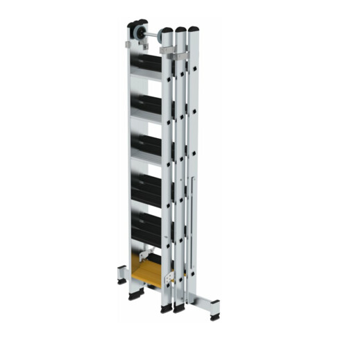 MUNK Stufen-Mehrzweckleiter 3-teilig mit nivello®-Traverse und clip-step R13