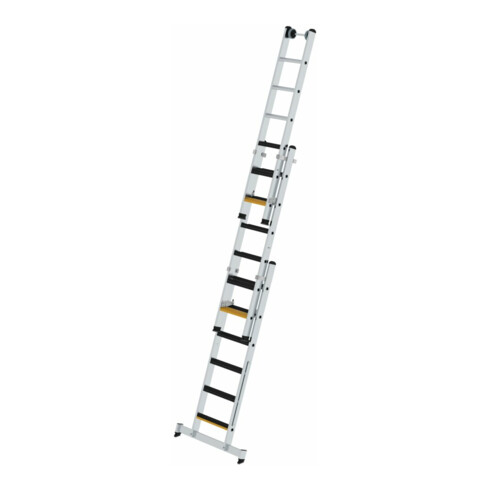 MUNK Stufen-Mehrzweckleiter 3-teilig mit nivello®-Traverse und clip-step R13