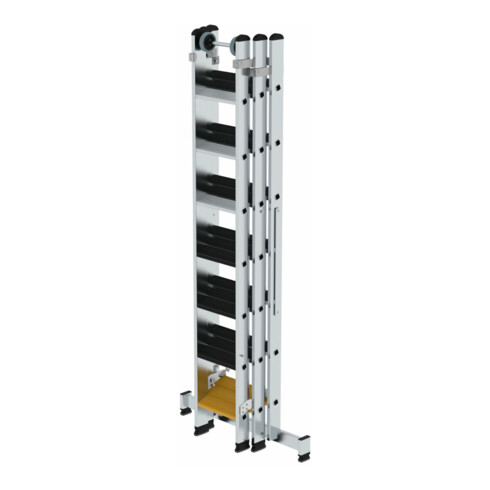 MUNK Stufen-Mehrzweckleiter 3-teilig mit nivello®-Traverse und clip-step R13