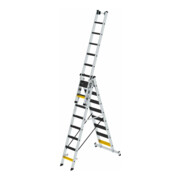 MUNK Stufen-Mehrzweckleiter 3-teilig mit nivello®-Traverse und clip-step R13 3x8 Stufen