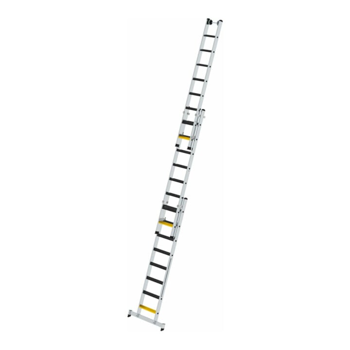 MUNK Stufen-Mehrzweckleiter 3-teilig mit nivello®-Traverse und clip-step R13 3x8 Stufen