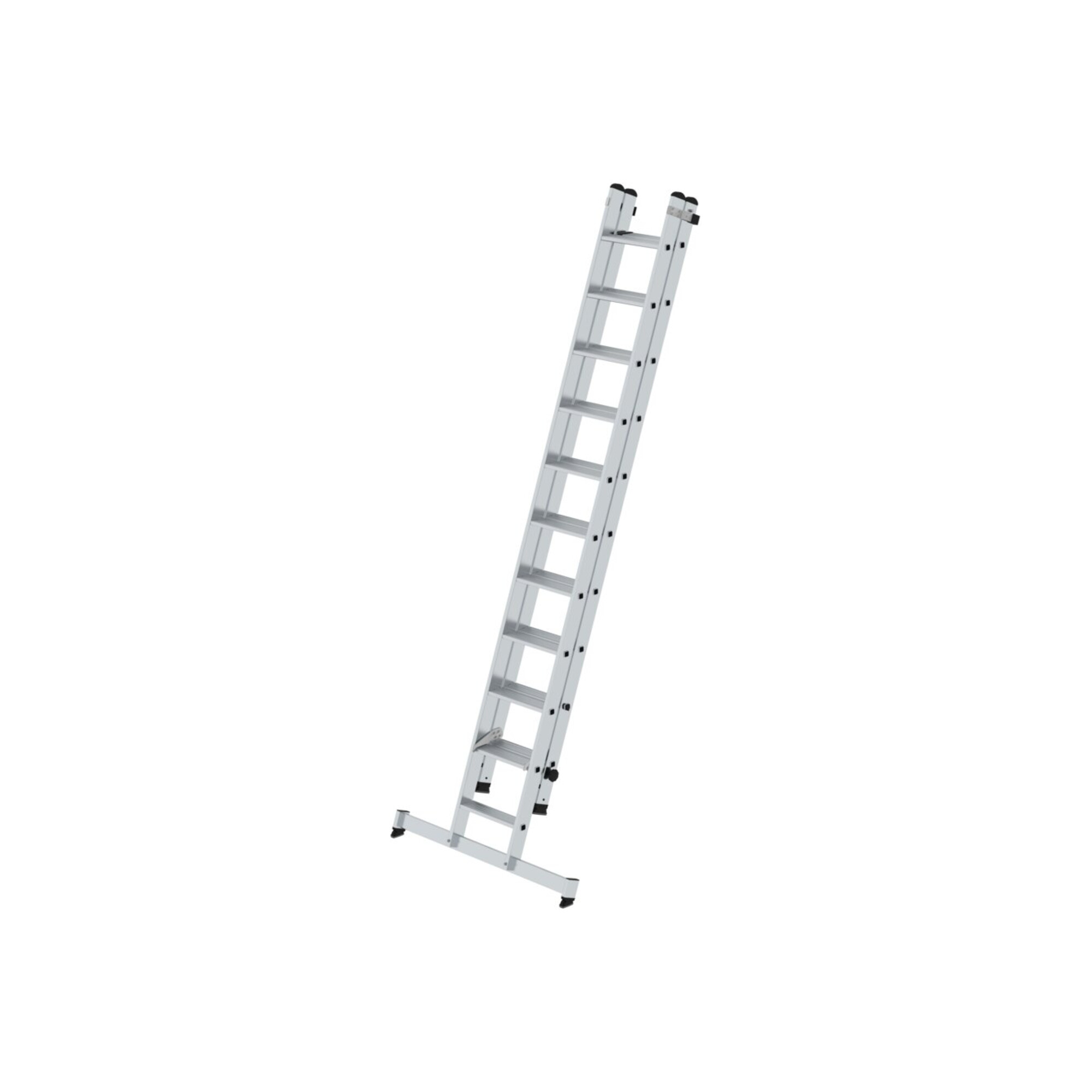 Munk Stufen-Schiebeleiter 2-teilig mit nivello -Traverse 1x11 + 1x10 Stufen