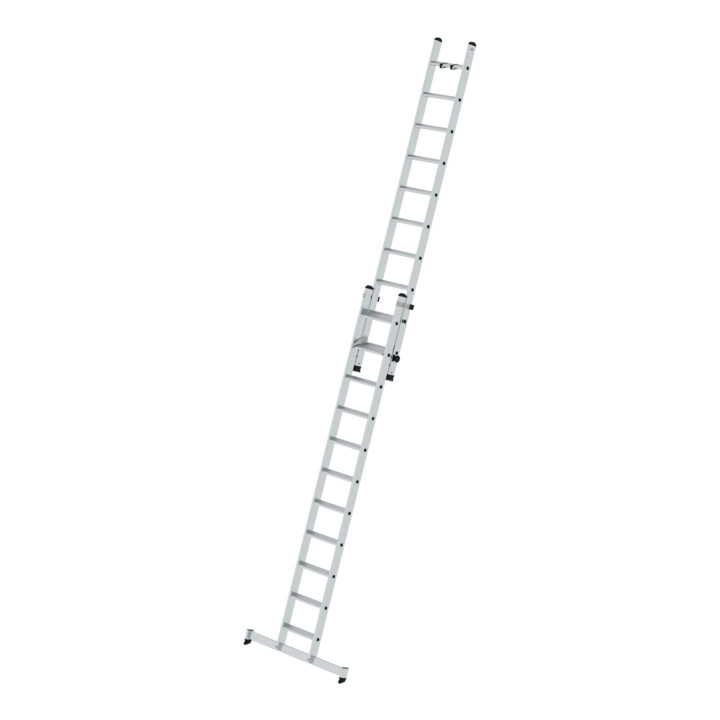 Munk Stufen-Schiebeleiter 2-teilig mit nivello®-Traverse 1x11 + 1x10 Stufen