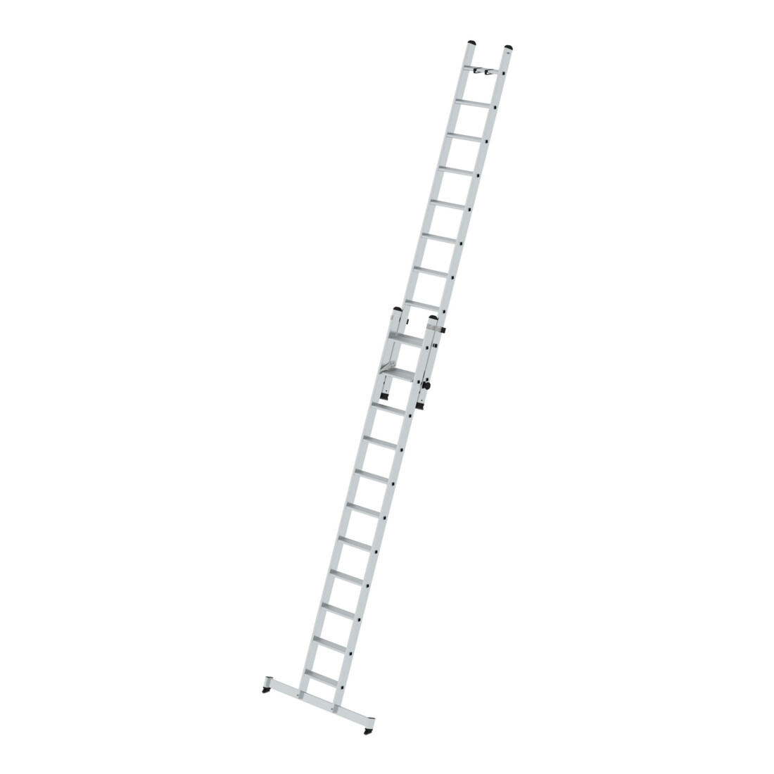 Munk Stufen-Schiebeleiter 2-teilig mit nivello®-Traverse 1x11 + 1x10 Stufen