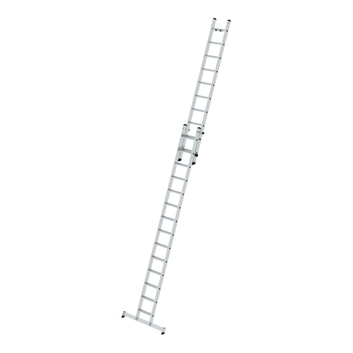 Munk Stufen-Schiebeleiter 2-teilig mit nivello®-Traverse 1x14 + 1x10 Stufen
