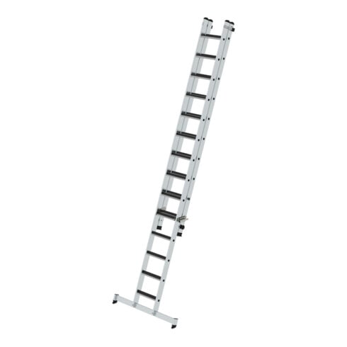 Munk Stufen-Schiebeleiter 2-teilig mit nivello®-Traverse und clip-step R13 1x14 + 1x10