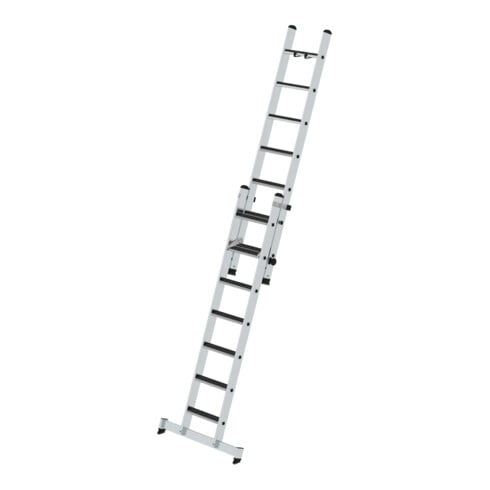 Munk Stufen-Schiebeleiter 2-teilig mit nivello®-Traverse und clip-step R13 2x7