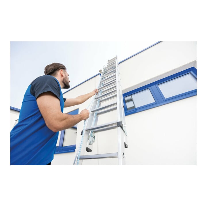 MUNK Stufen-Seilzugleiter 2-teilig mit nivello® Traverse 2x12 Stufen