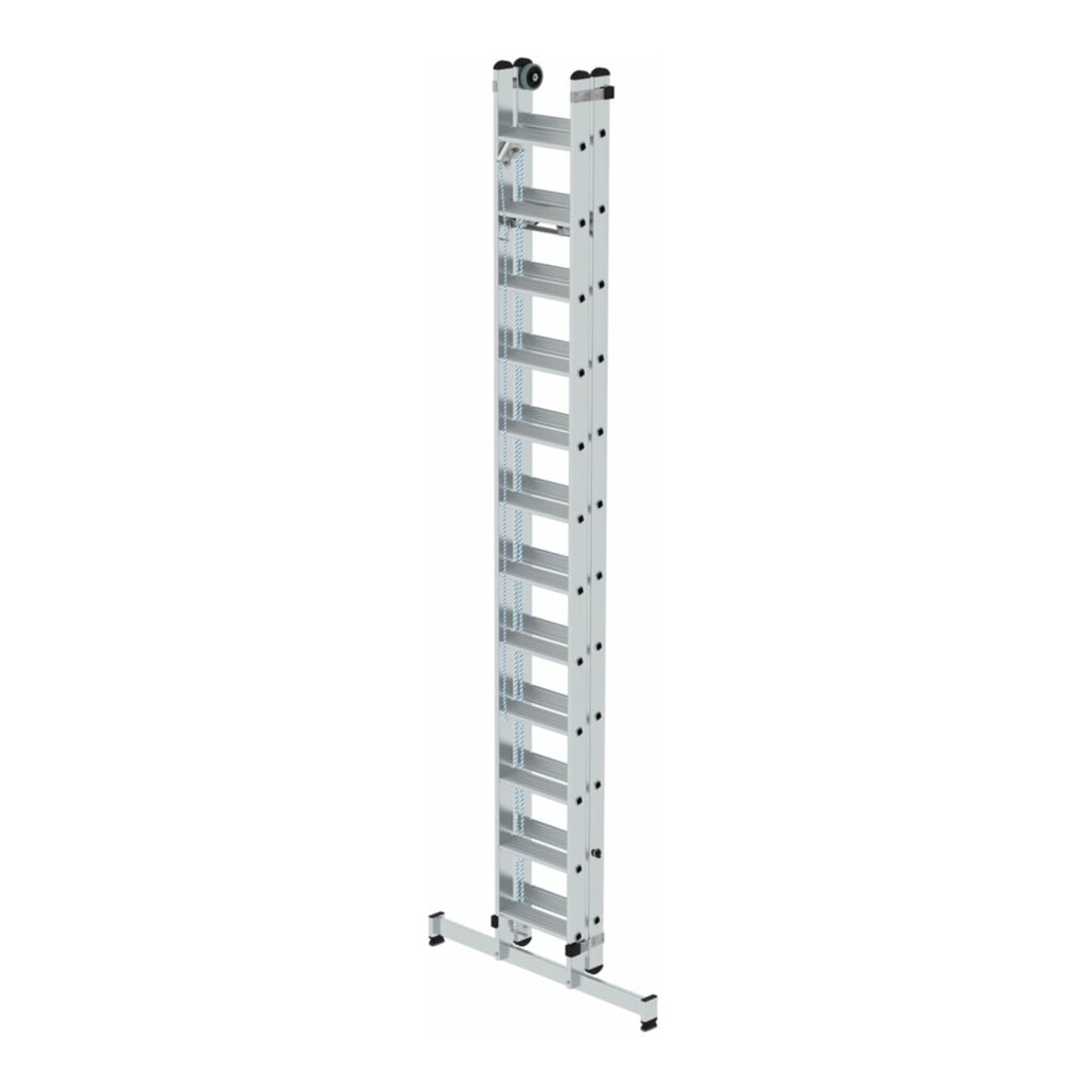 MUNK Stufen-Seilzugleiter 2-teilig mit nivello® Traverse 2x12 Stufen