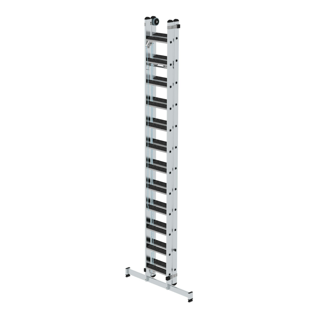 MUNK Stufen-Seilzugleiter 2-teilig mit nivello® Traverse und clip-step R13 2x12 Stufen
