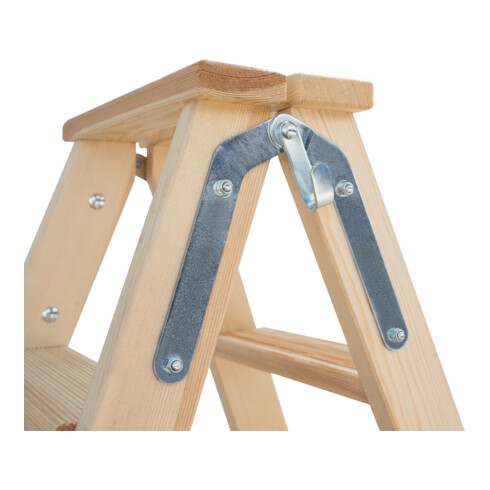 Munk Stufen-Stehleiter aus Holz, beidseitig begehbar, 2x3 Stufen