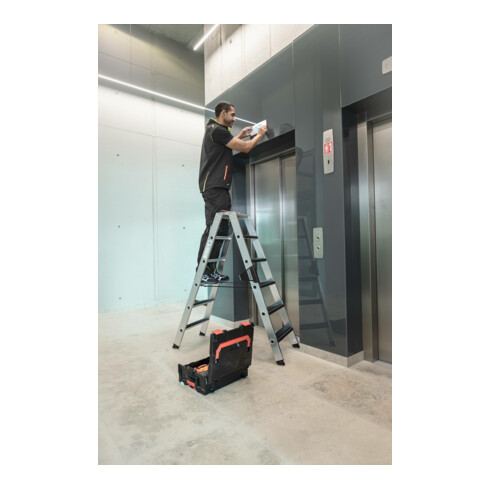 Munk Stufen-Stehleiter beidseitig begehbar mit clip-step relax 2x9 Stufen