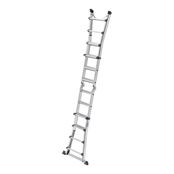 MUNK Stufen-Teleskopleiter 4-teilig 4x4 Stufen mit Traverse
