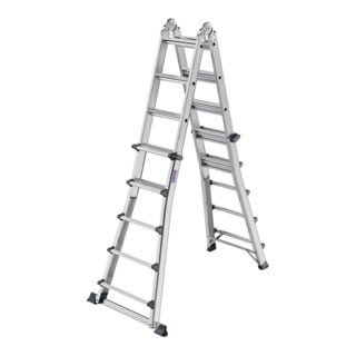 MUNK Stufen-Teleskopleiter 4-teilig 4x5 Stufen mit Traverse