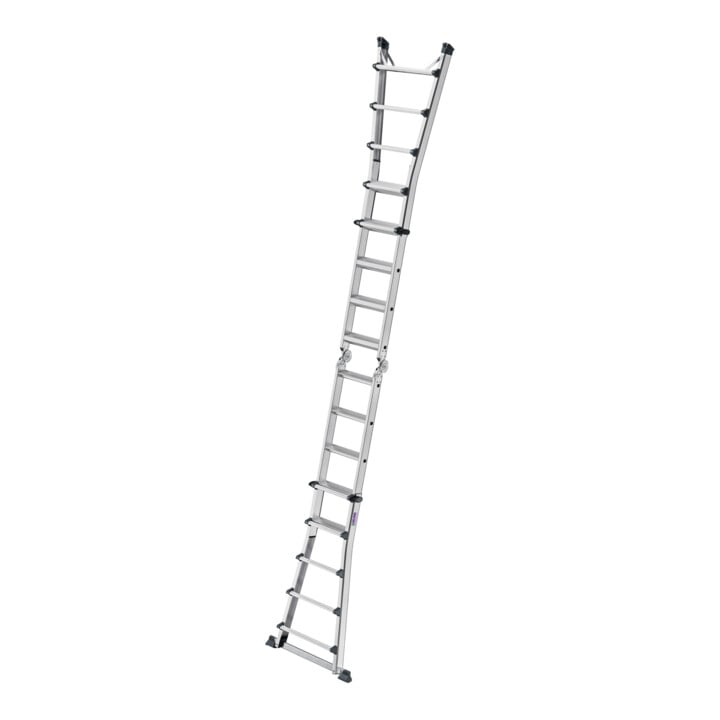 MUNK Stufen-Teleskopleiter 4-teilig 4x5 Stufen mit Traverse