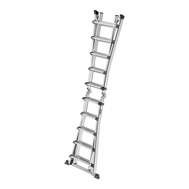 MUNK Stufen-Teleskopleiter 4-teilig 4x5 Stufen mit Traverse