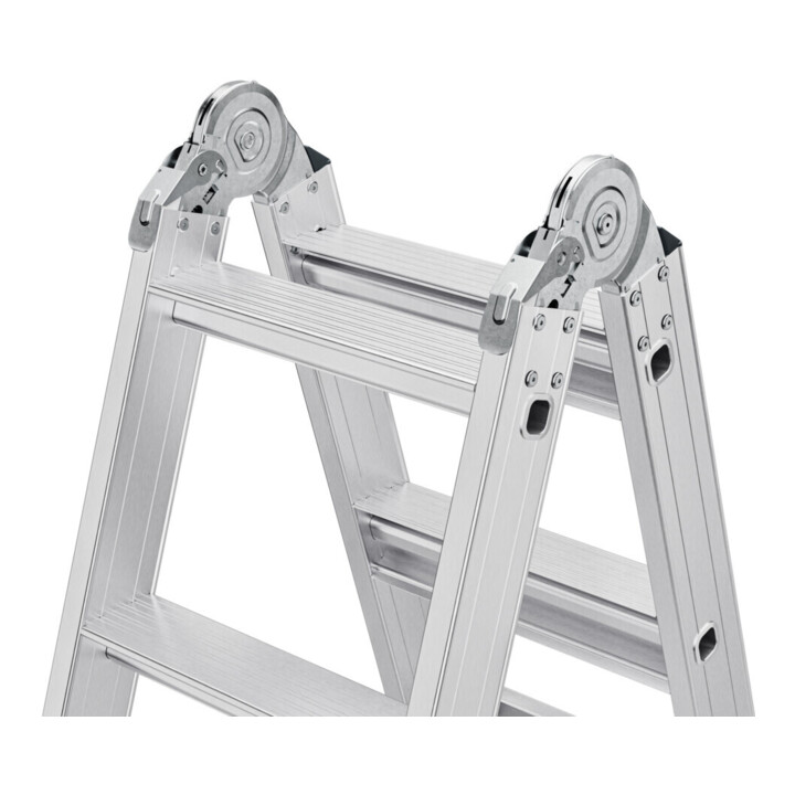 MUNK Stufen-Teleskopleiter 4-teilig 4x5 Stufen mit Traverse