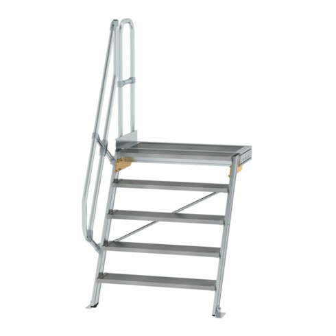 MUNK Treppe mit Plattform 60° Stufenbreite 600 mm 7 Stufen Aluminium geriffelt