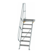 MUNK Treppe mit Plattform 60° Stufenbreite 600 mm 7 Stufen Aluminium geriffelt
