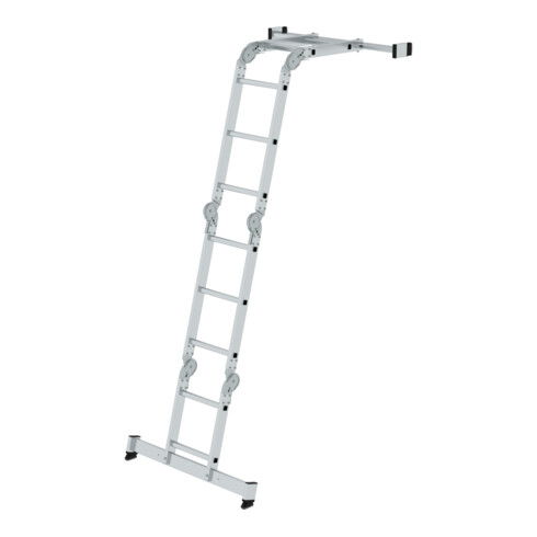 MUNK Vielzweckleiter 4-teilig mit nivello®-Traverse und Holzbelag
