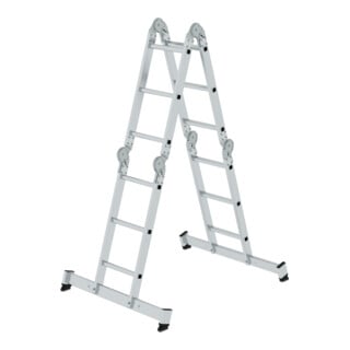 MUNK Vielzweckleiter 4-teilig mit nivello®-Traverse und Holzbelag