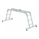MUNK Vielzweckleiter 4-teilig mit nivello®-Traverse und Holzbelag 4x3 Sprossen, 3.65 m