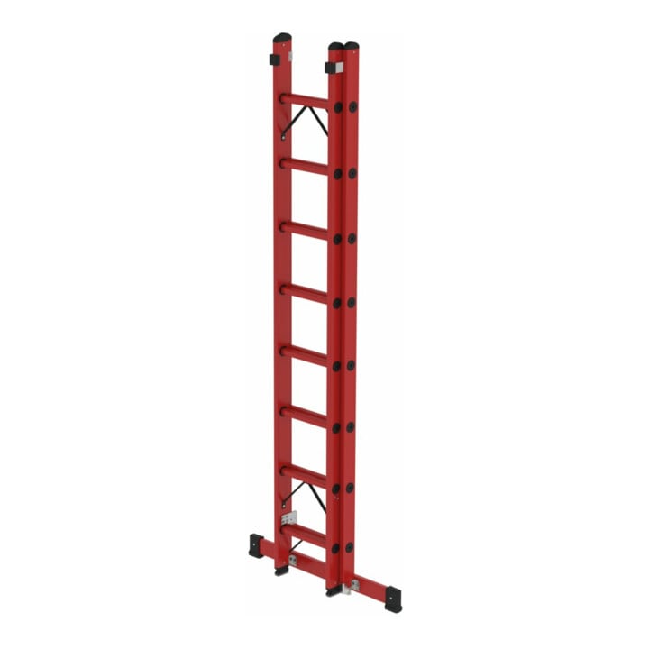 MUNK Vollkunstoff-Schiebe/Seilzugleiter 2-teilig Standtraverse 2 x 8 Sprossen