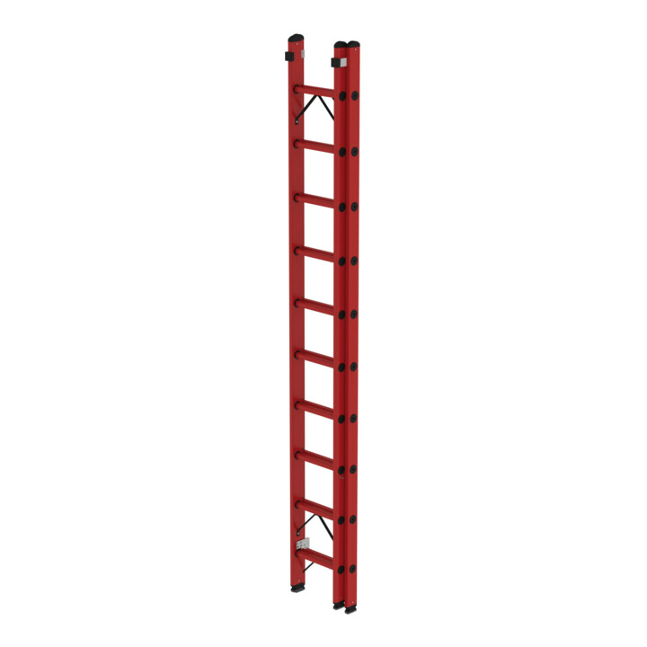 MUNK Vollkunststoff-Schiebe/Seilzugleiter 2-teilig 2 x 10 Sprossen