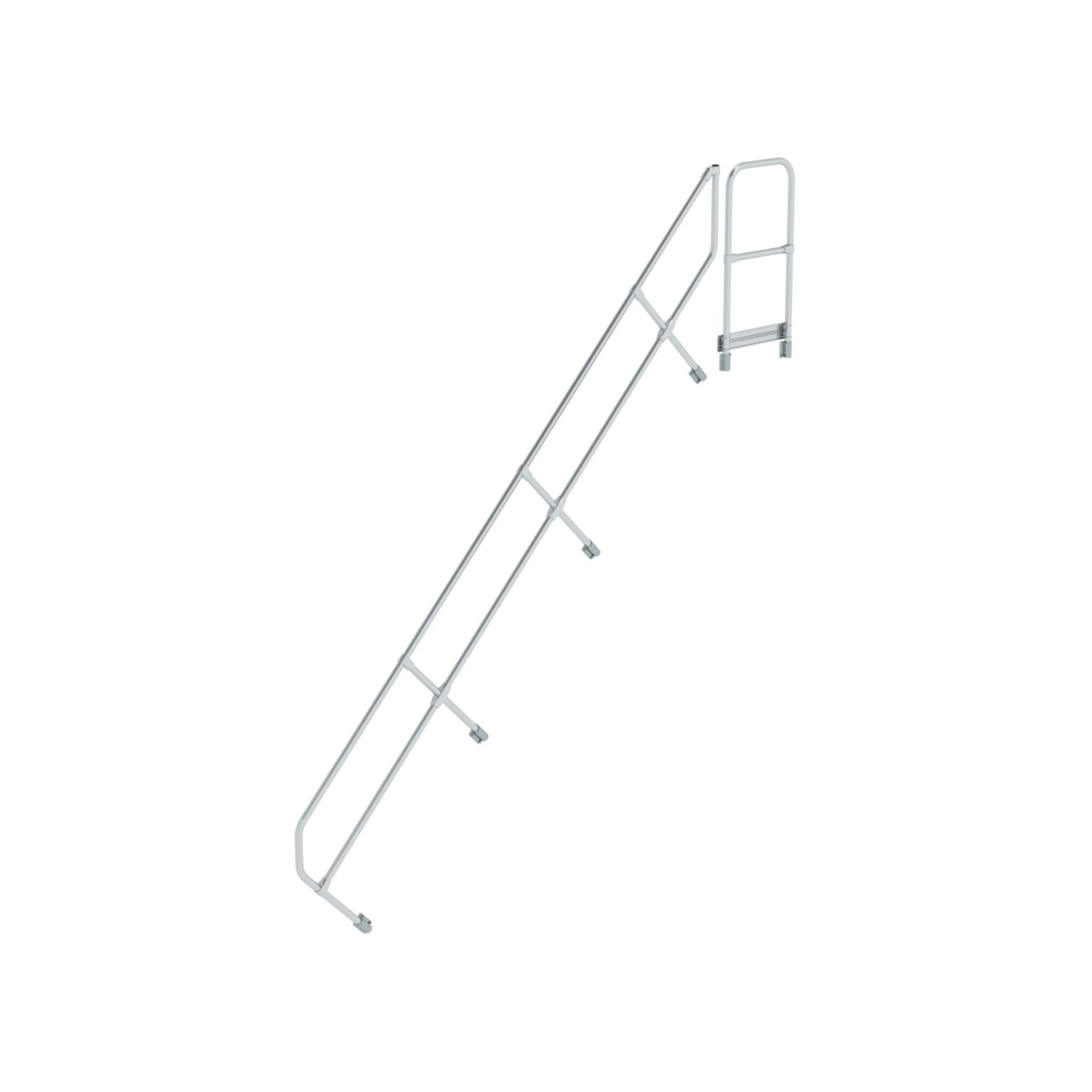 MUNK zweiter Handlauf Aluminium-Treppe mit Plattform 45° 14 Stufen