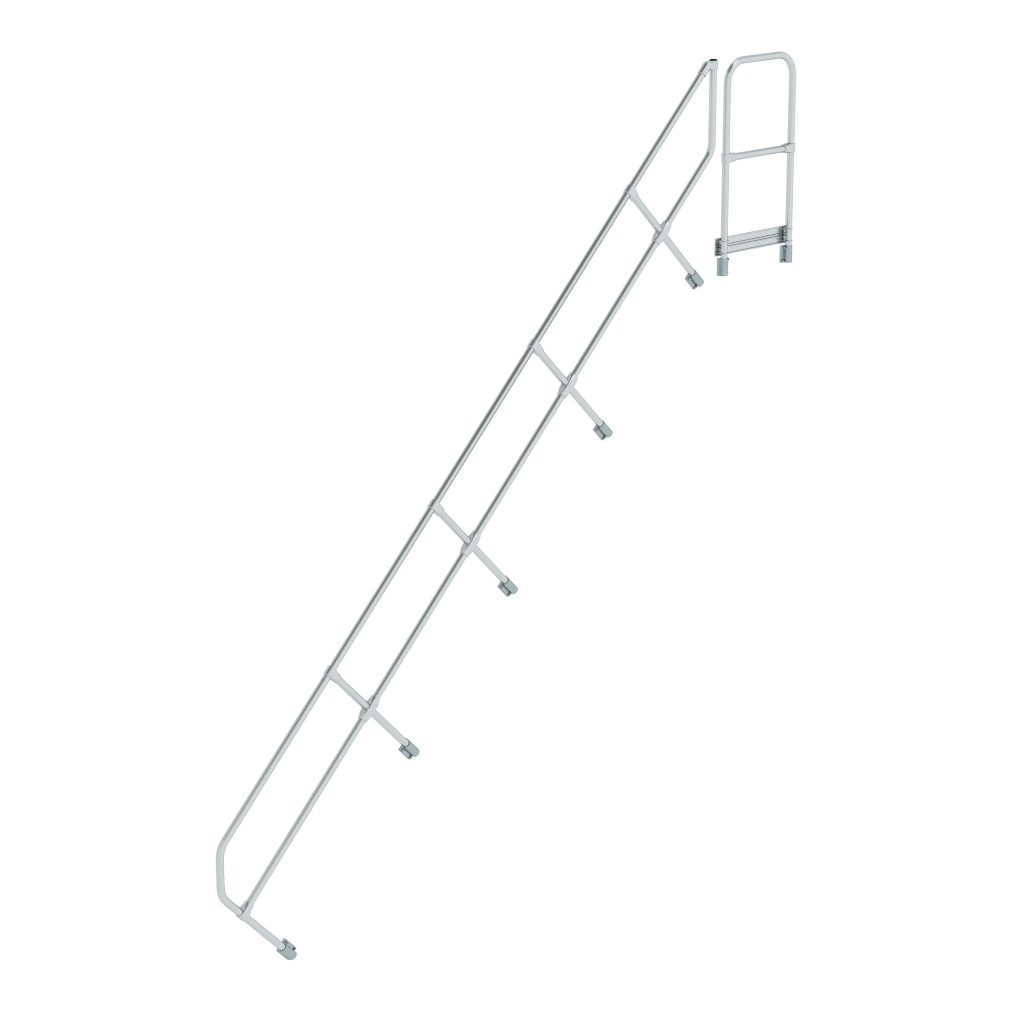 MUNK zweiter Handlauf Aluminium-Treppe mit Plattform 45° 16 Stufen