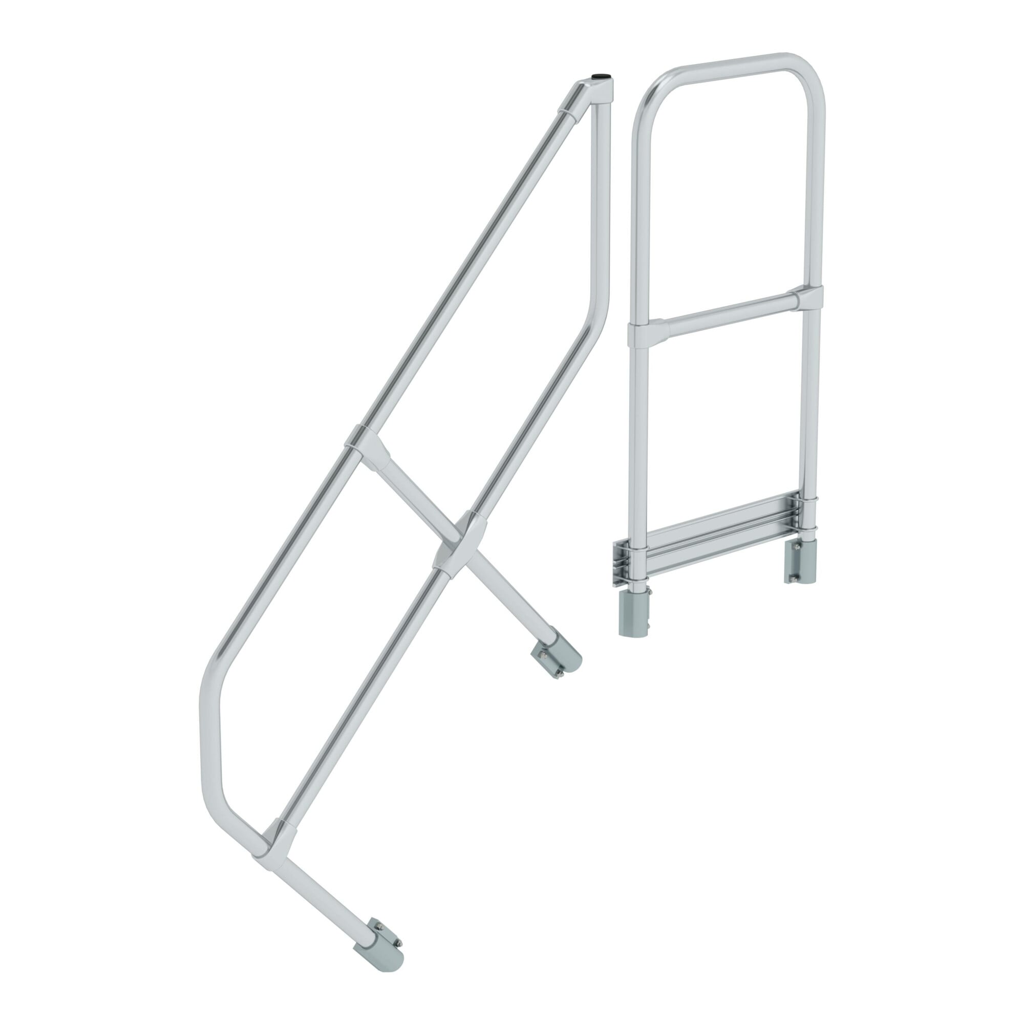 MUNK zweiter Handlauf Aluminium-Treppe mit Plattform 45° 4 Stufen
