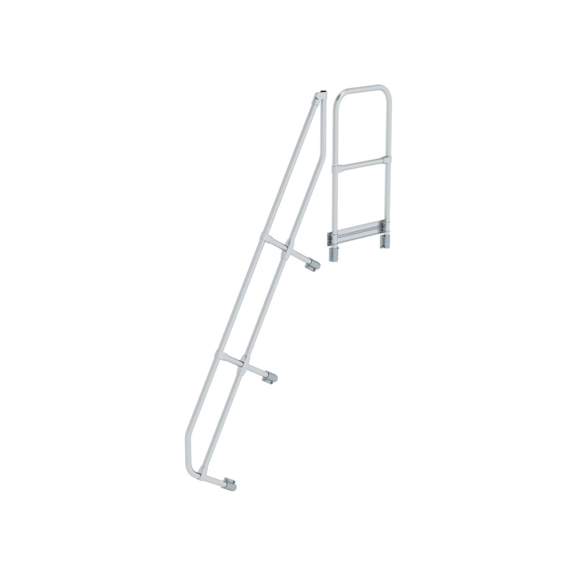 MUNK zweiter Handlauf Aluminium-Treppe mit Plattform 60° 8 Stufen